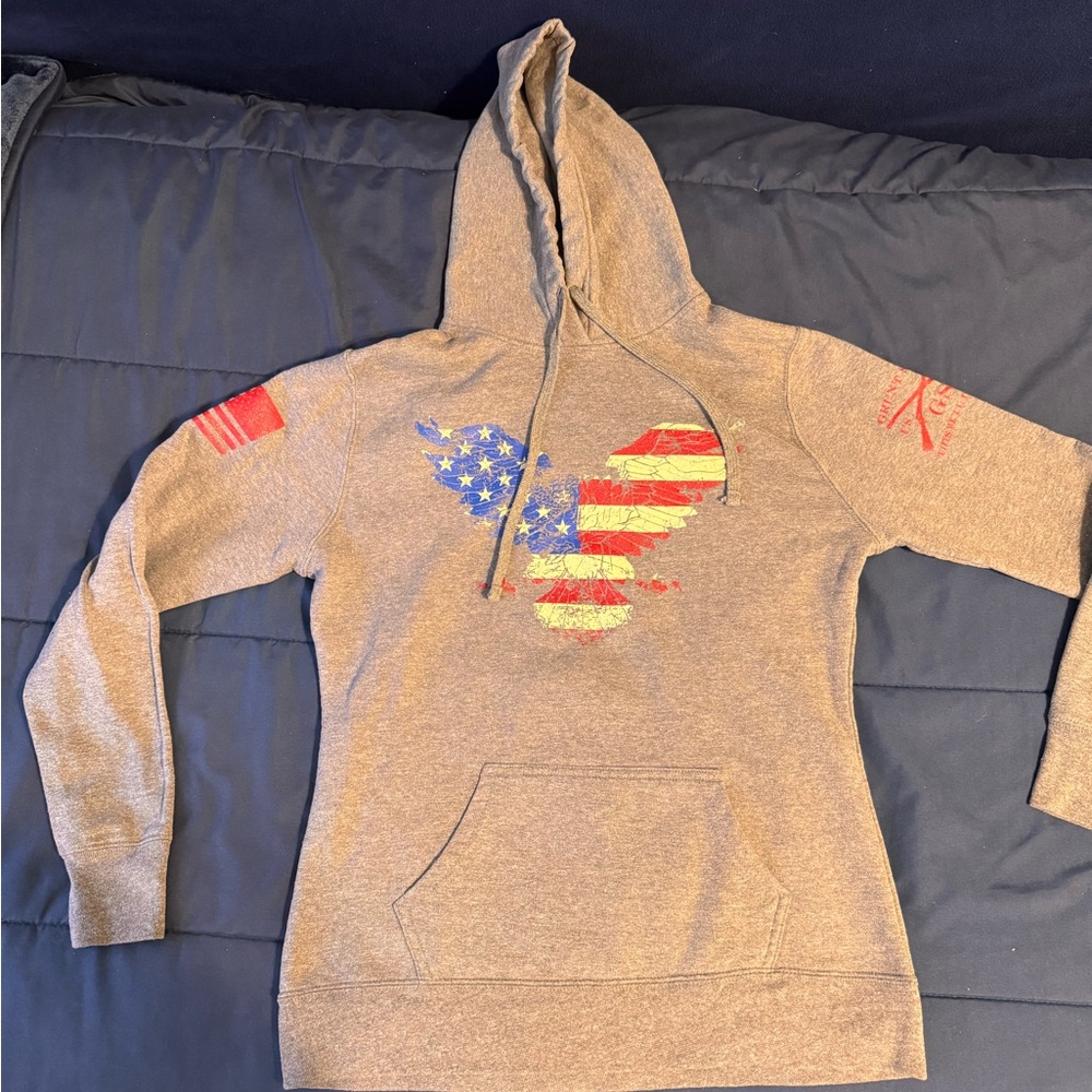 Grunt Style Charcoal Hoodie with Patriotic Eagle